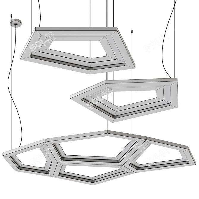 Elegant Nura Suspension Pendant 3D model image 2