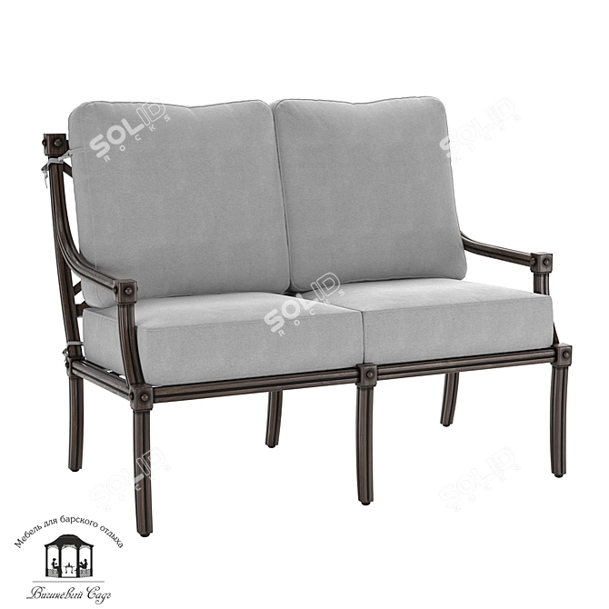 Aristo Aluminum Sofa with Wood Texture 3D model image 1