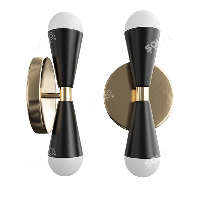 Elegant Black Gold Sconce 3D model image 1