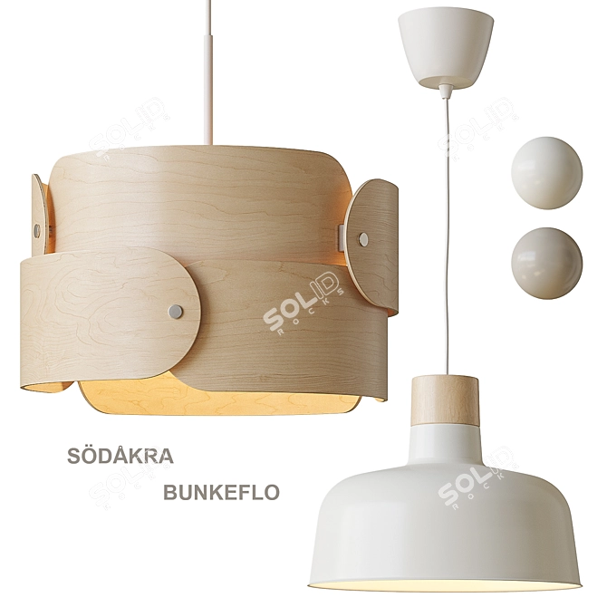 Modern Birch Pendant Lamp with Unique Design 3D model image 1