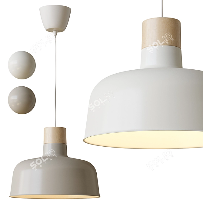 Modern Birch Pendant Lamp with Unique Design 3D model image 5