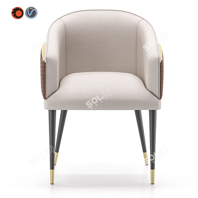 Luxury Italian Leather Dining Chair 3D model image 2