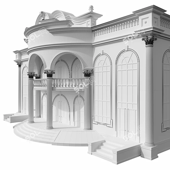 Elegant Wedding Venue Building 3D model image 3