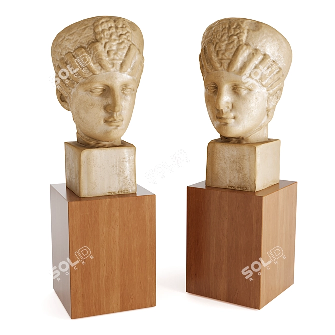 Elegant Marble Greek Woman Sculpture 3D model image 1