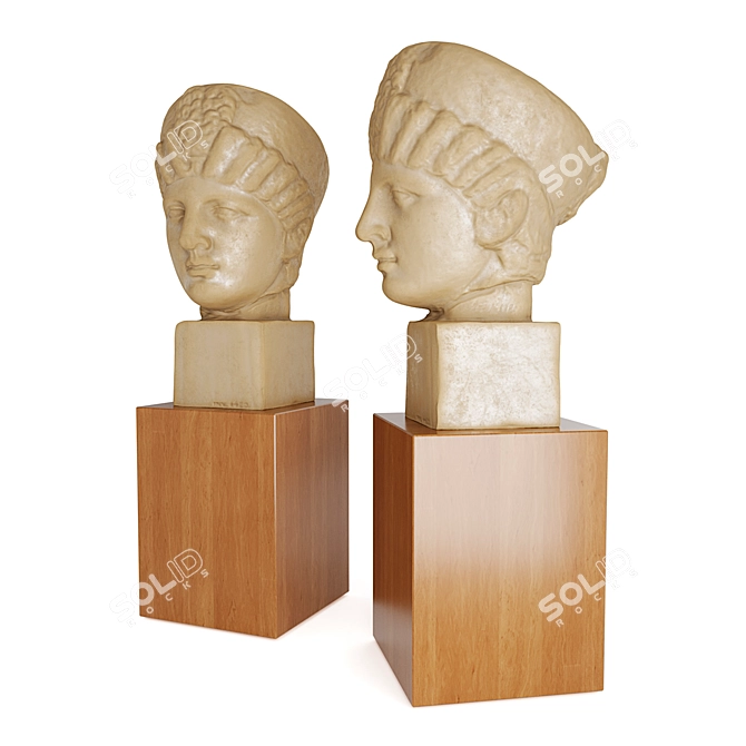 Elegant Marble Greek Woman Sculpture 3D model image 4