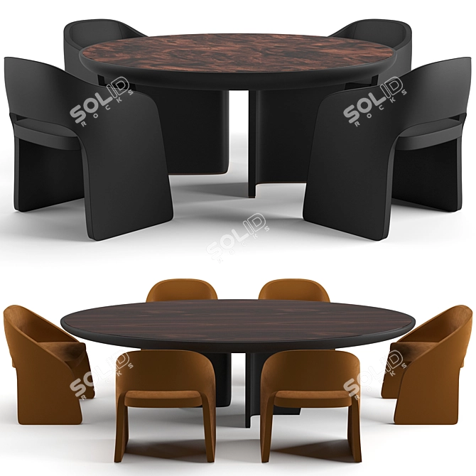 Trussardi Casa Dinning Set: Liubis Armchair & Madeley Table 3D model image 1
