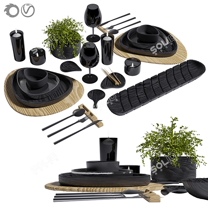 Elegant Tableware Set 2016 3D model image 1