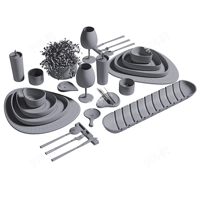 Elegant Tableware Set 2016 3D model image 4