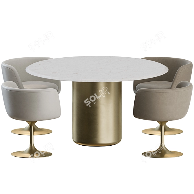 Natuzzi Voyage Dining Set 3D model image 4