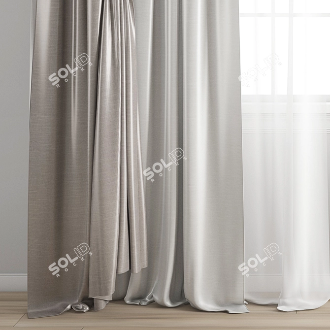 Polygonal Curtain Model: 3ds max 2011 & 2014, Obj, Texture 3D model image 2