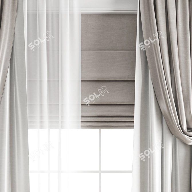 Polygonal Curtain Model: 3ds max 2011 & 2014, Obj, Texture 3D model image 3