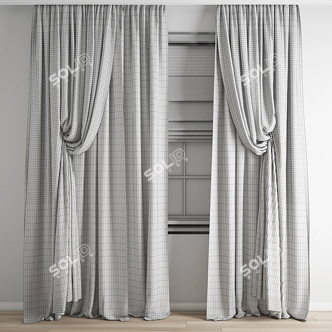 Polygonal Curtain Model: 3ds max 2011 & 2014, Obj, Texture 3D model image 4