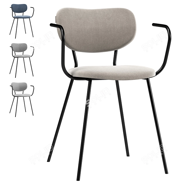 Elegant Armrest Chair Melt 3D model image 1