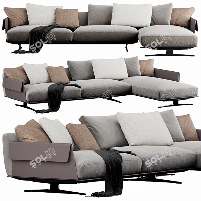 Modern Flexform Bretton Sectional - Luxury Comfort for Your Living Room 3D model image 1