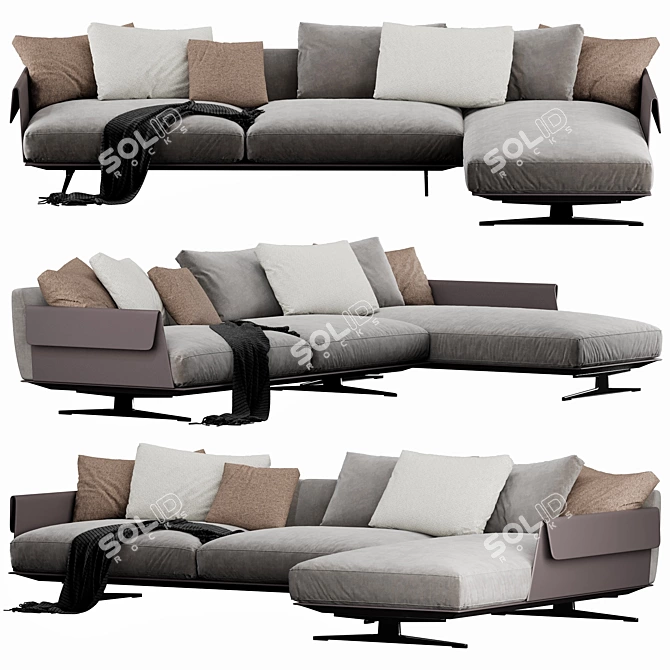 Modern Flexform Bretton Sectional - Luxury Comfort for Your Living Room 3D model image 2