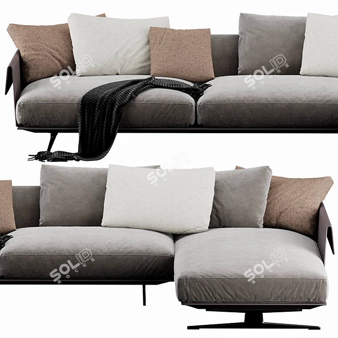 Modern Flexform Bretton Sectional - Luxury Comfort for Your Living Room 3D model image 3