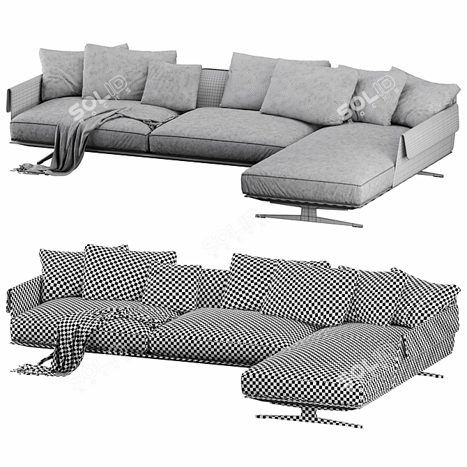 Modern Flexform Bretton Sectional - Luxury Comfort for Your Living Room 3D model image 4