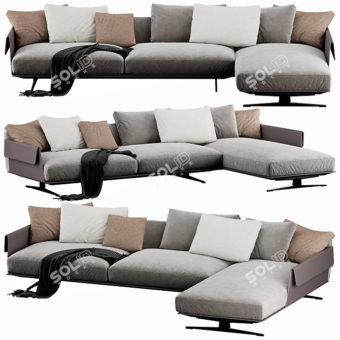 Modern Flexform Bretton Sectional - Luxury Comfort for Your Living Room 3D model image 5