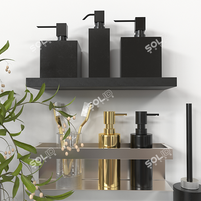 Elegant Bathroom Decor Set 3D model image 3