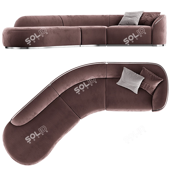 Pierre Sectional Sofa: Elegant and Glamour 3D model image 2