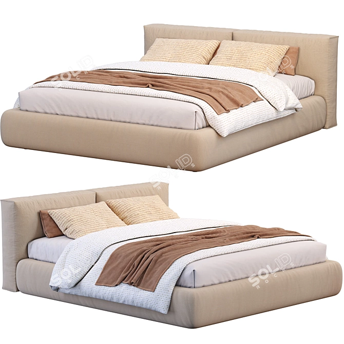 Luxury Lomo Bed: Elegant and Stylish 3D model image 1