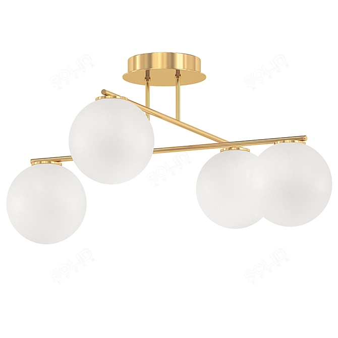 Elegant Opaalglas Plafondlamp 3D model image 1