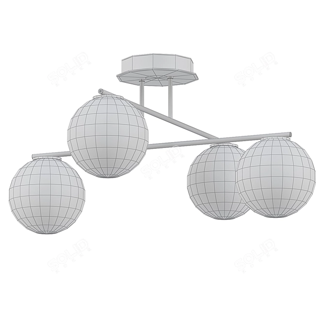 Elegant Opaalglas Plafondlamp 3D model image 2