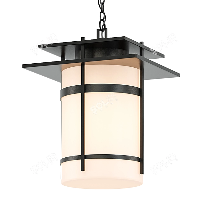 Sleek Outdoor Pendant: Banded 3D model image 1