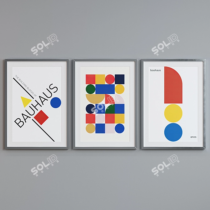 Modern Geometric Frame Set - Abstract Bauhaus Posters 3D model image 3