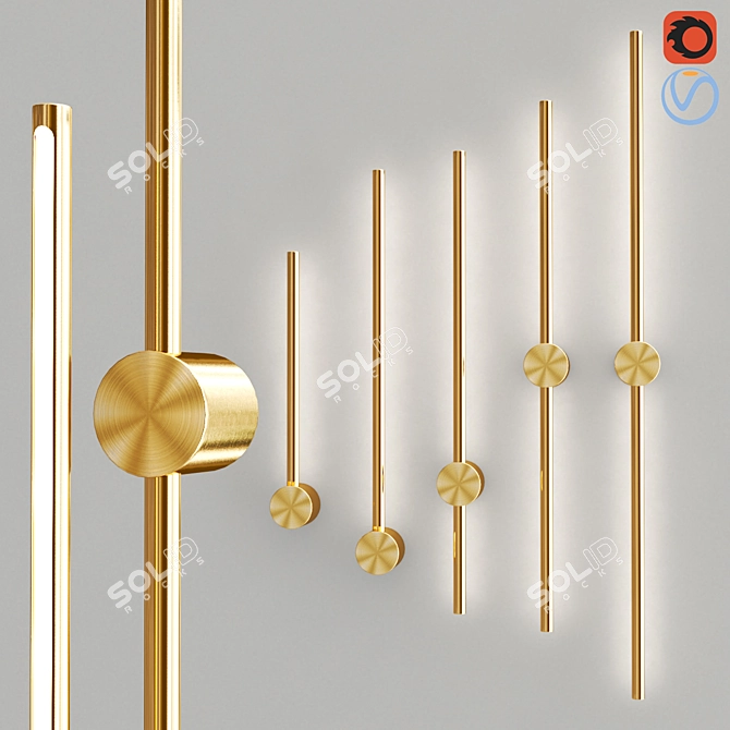 Brass Ion Wall Lamp 3D model image 1