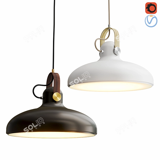 Carronade Large Pendant: Exquisite Alu, Brass & Walnut 3D model image 1