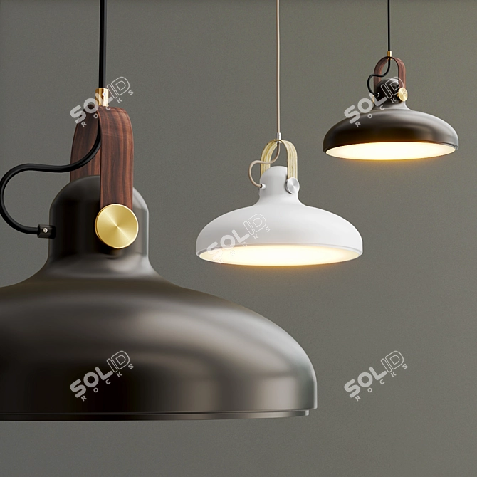 Carronade Large Pendant: Exquisite Alu, Brass & Walnut 3D model image 2