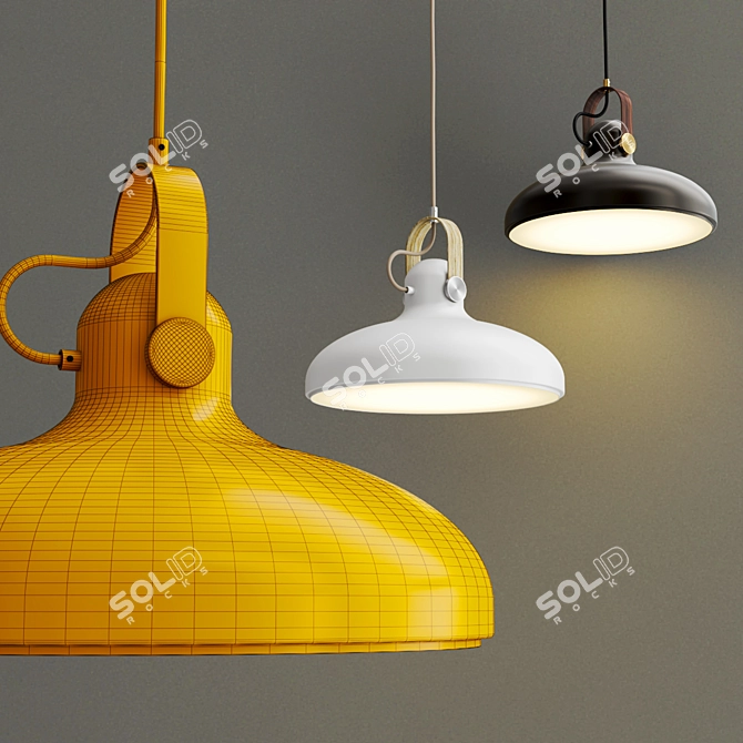 Carronade Large Pendant: Exquisite Alu, Brass & Walnut 3D model image 3