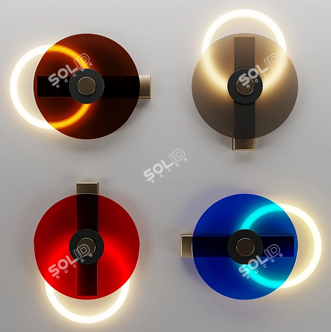 Enigma Wall Lamp: Disc-shaped Diffuser & LED Ring 3D model image 2