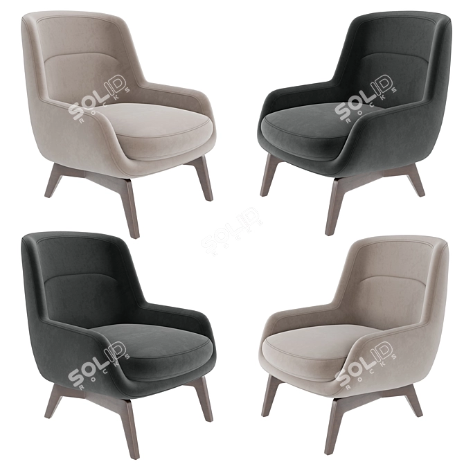 Luxury Belt Armchair: Exquisite Comfort & Style 3D model image 2