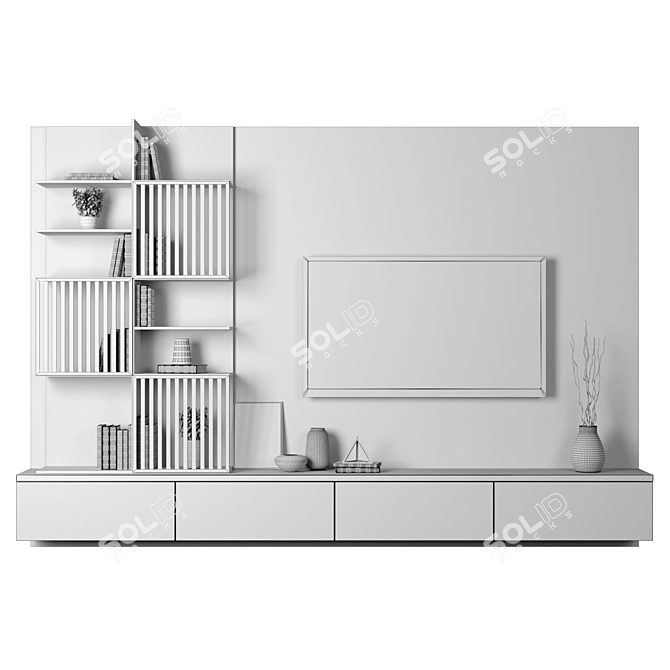 Marble TV Wall Unit 83: High-Quality, Customizable 3D model image 5