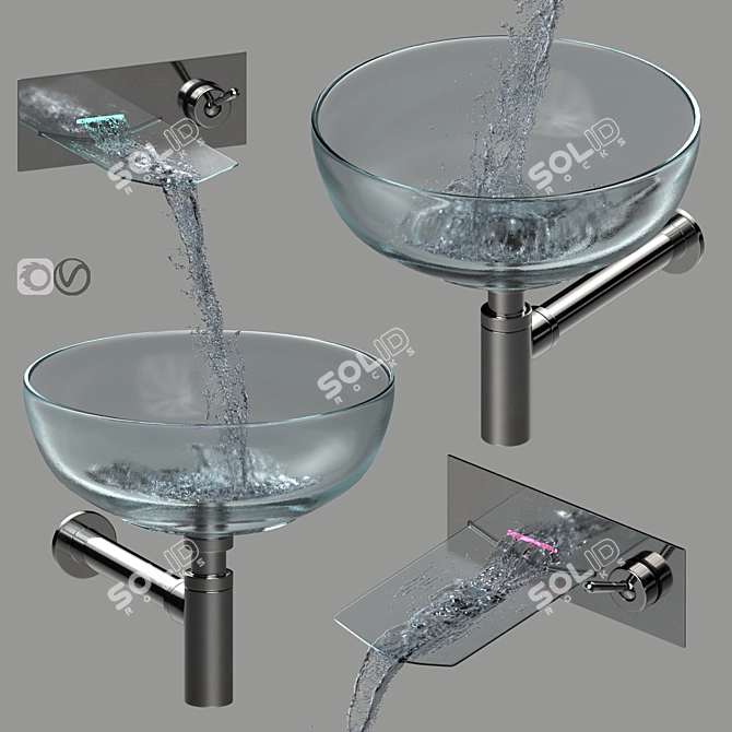 Modern Wall Faucet with Sink 3D model image 1