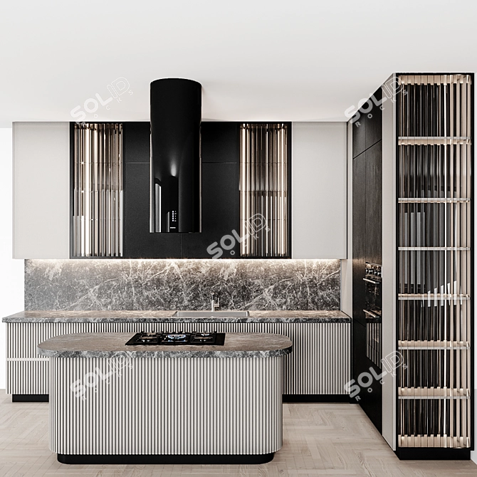 Italian Modern Compact Kitchen 3D model image 1