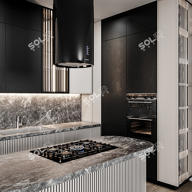 Italian Modern Compact Kitchen 3D model image 5