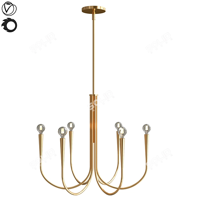 Elegant Swoop Arm Chandelier 3D model image 1