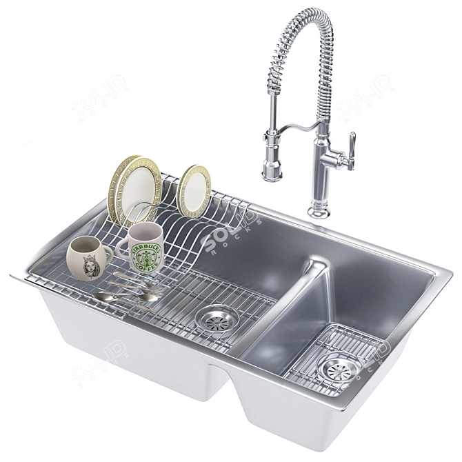 Elegant Kohler K6427 Undermount Sink 3D model image 1