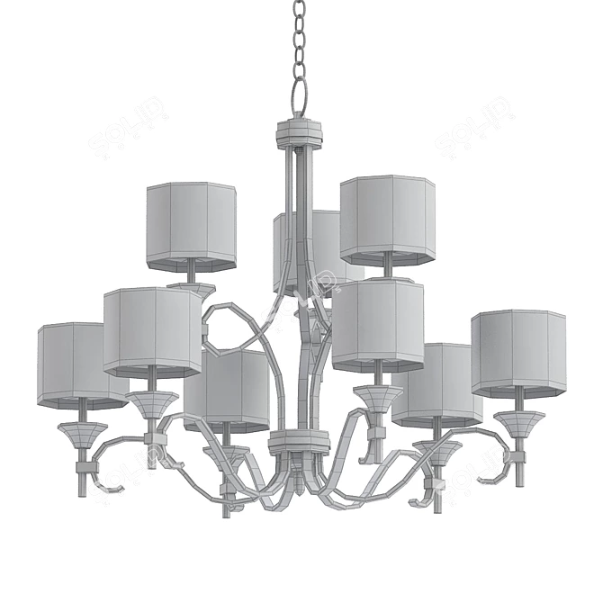 Luminous Elegance: Lacey Bronze Chandelier 3D model image 2