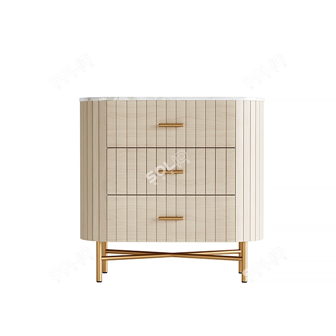 Elegant Mango Wood 3 Drawer Chest with Marble Top 3D model image 6