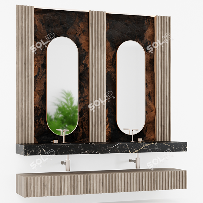 Stone Wall Bathroom Set 3D model image 2