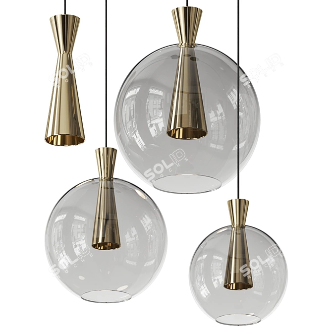 Modern Cone Pendant Lamps in Multiple Sizes 3D model image 1