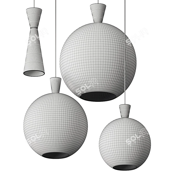 Modern Cone Pendant Lamps in Multiple Sizes 3D model image 2