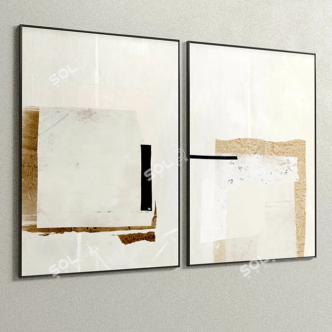 Elegant Plaster Dual Photo Frame 3D model image 4