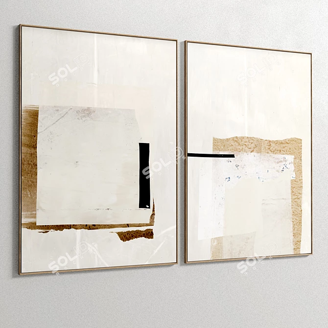 Elegant Plaster Dual Photo Frame 3D model image 5