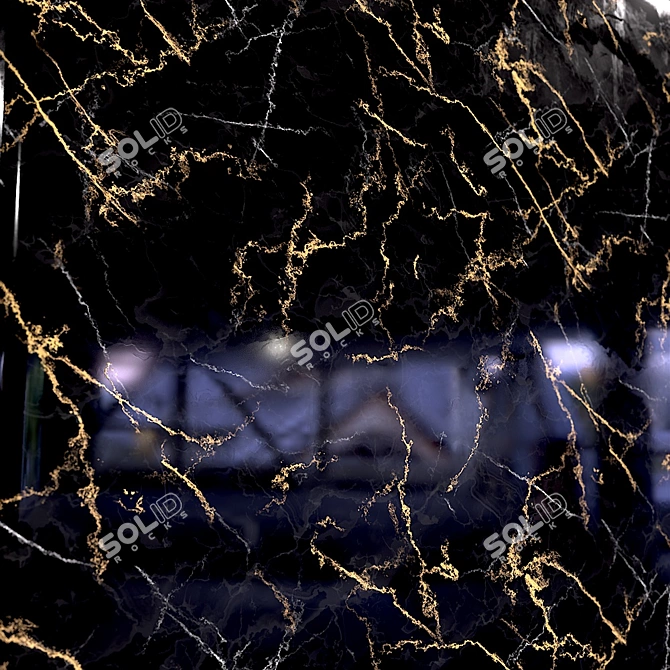 Elegant Marble-Black Gold Slabs 3D model image 2