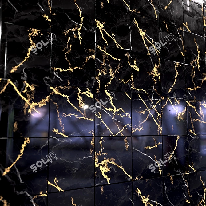 Elegant Marble-Black Gold Slabs 3D model image 3